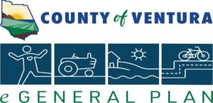 Logo for the County of Ventura General Plan featuring stylized icons representing community activities and landmarks