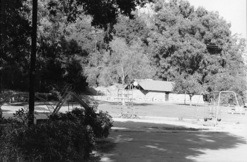Playground and structures at Mill Park, 1985.