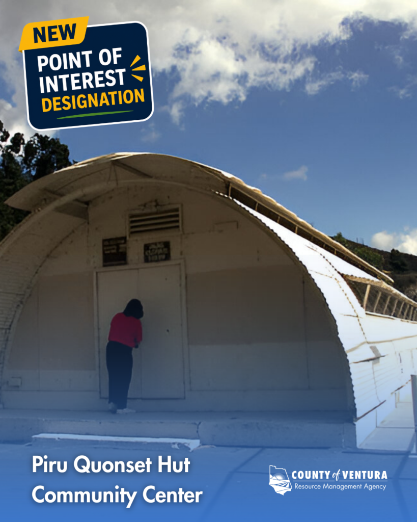 New Point of Interest designation: the Piru Quonset Hut Community Center, a curved metal quonset building, with a person standing at its entrance.